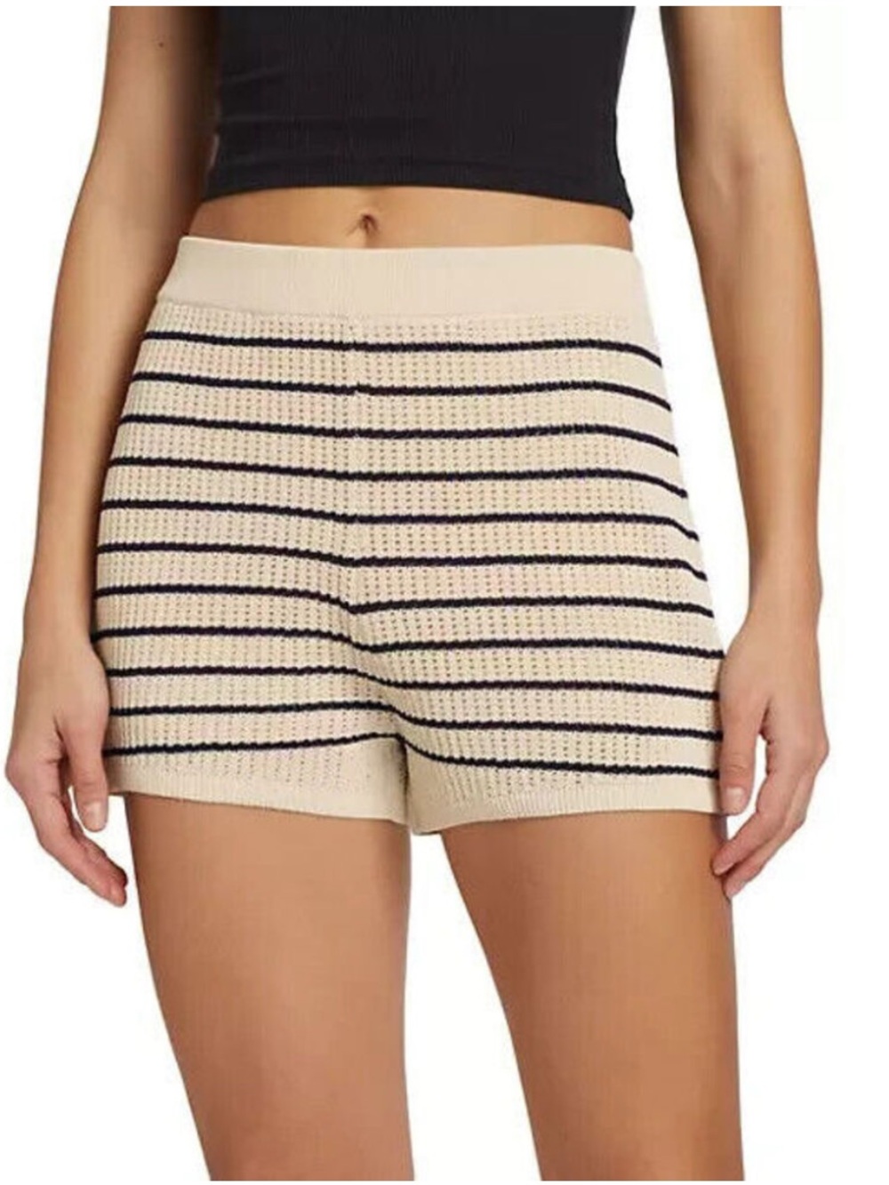 rag & bone Viola Striped Knit Shorts Women's Turtle Dove Multi Pull On Style